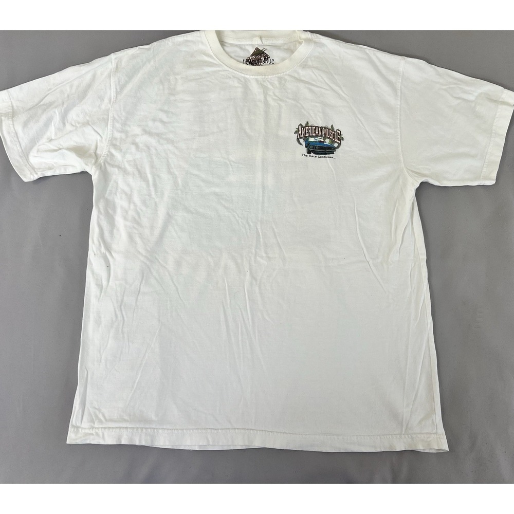 American Muscle T Shirt Single Stitch Vintage Sz XL White Y2K